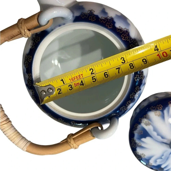 Fukagawa Seiji Peony Gold Mill Cobalt Blue Set Teapot  And 3 Tea Cups & … - Picture 15 of 15